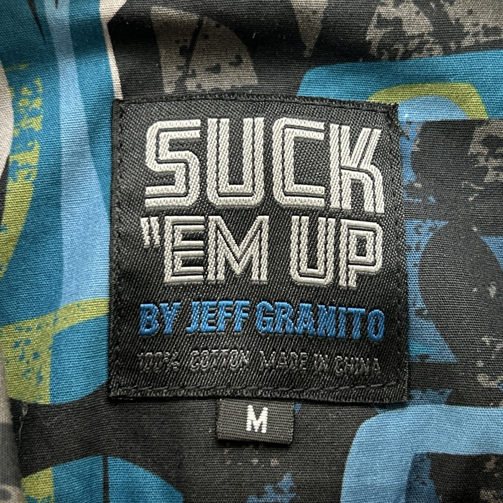 Jeff Granito 'Suck "Em Up' Hawaiian Aloha Shirt Men Size Medium Cotton Camp SS - Picture 4 of 10